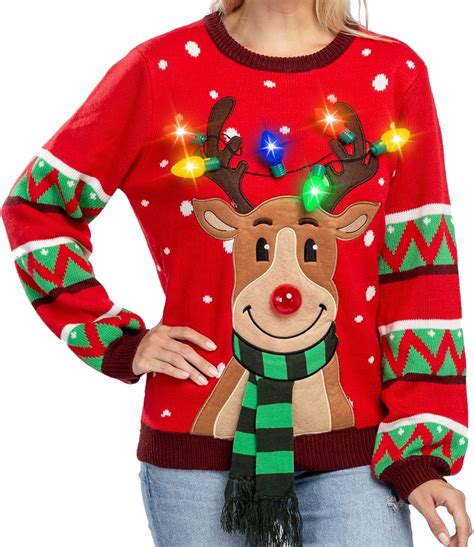 light up ugly xmas sweaters|amazon ugly christmas sweater women's.